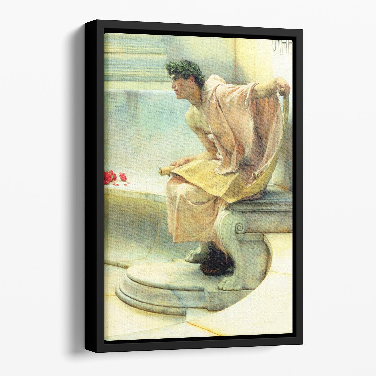 A reading of Homer detail 2 by Alma Tadema Floating Framed Canvas - Canvas Art Rocks - 1