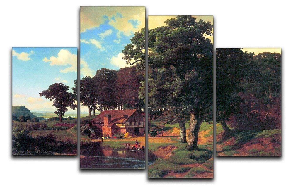 A rustic mill by Bierstadt 4 Split Panel Canvas - Canvas Art Rocks - 1