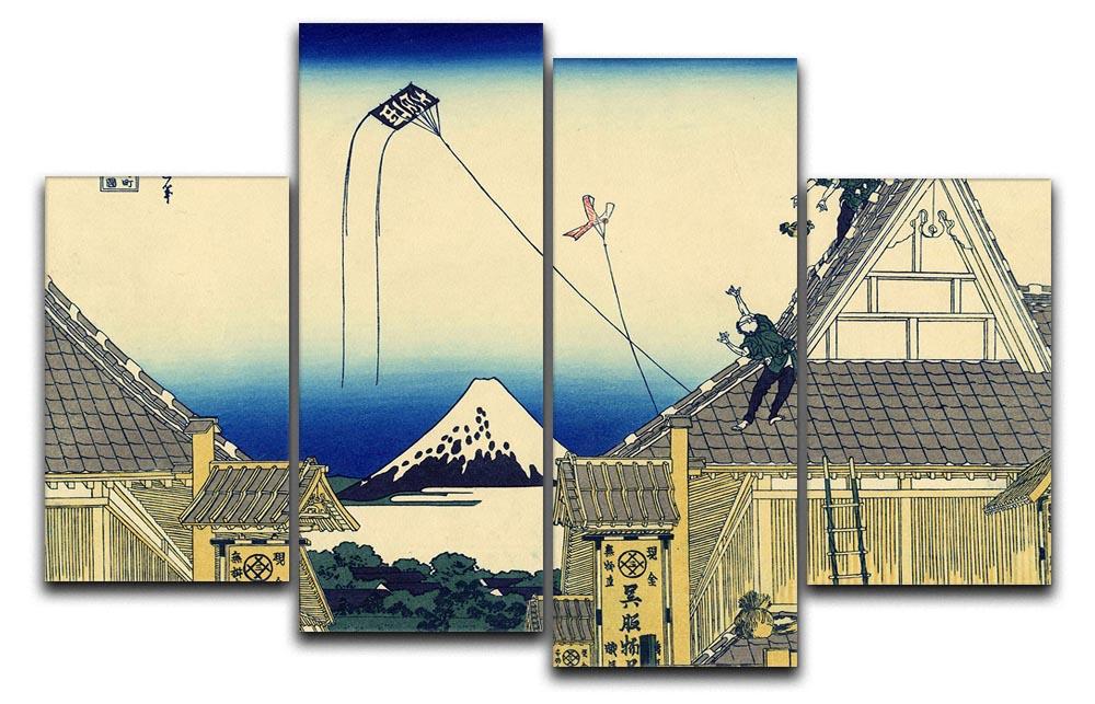 A sketch of the Mitsui shop by Hokusai 4 Split Panel Canvas  - Canvas Art Rocks - 1