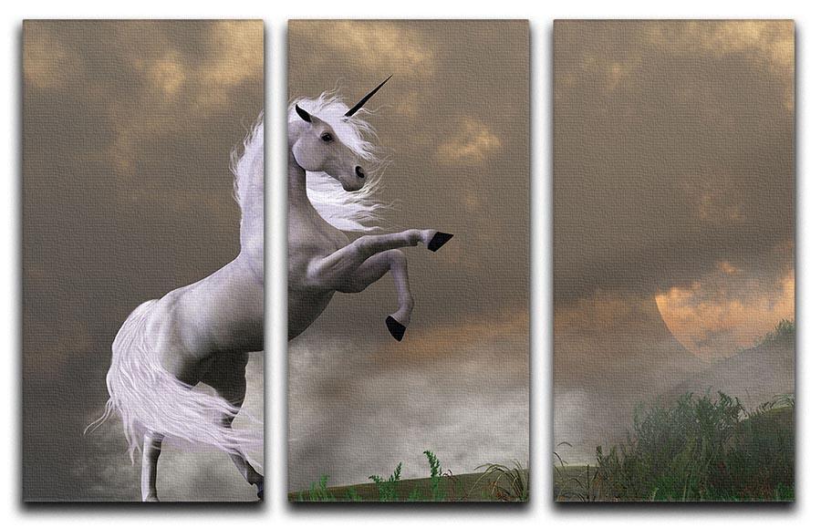 A unicorn stag asserts its power 3 Split Panel Canvas Print - Canvas Art Rocks - 1