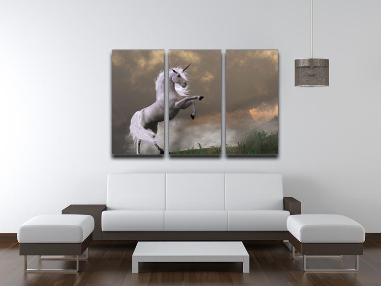 A unicorn stag asserts its power 3 Split Panel Canvas Print - Canvas Art Rocks - 3