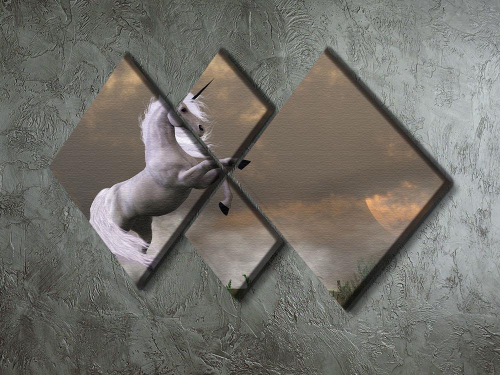 A unicorn stag asserts its power 4 Square Multi Panel Canvas  - Canvas Art Rocks - 2