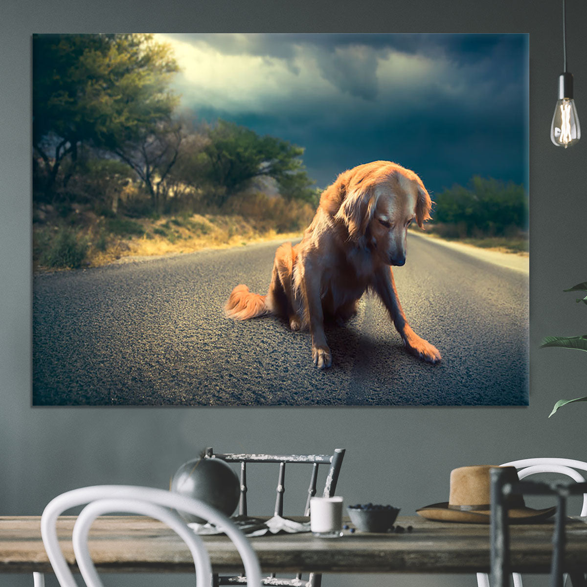 Abandoned dog in the middle of the road Canvas Print or Poster - Canvas Art Rocks - 3