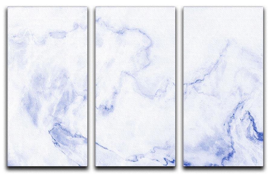 Abstract blue marble patterned 3 Split Panel Canvas Print - Canvas Art Rocks - 1