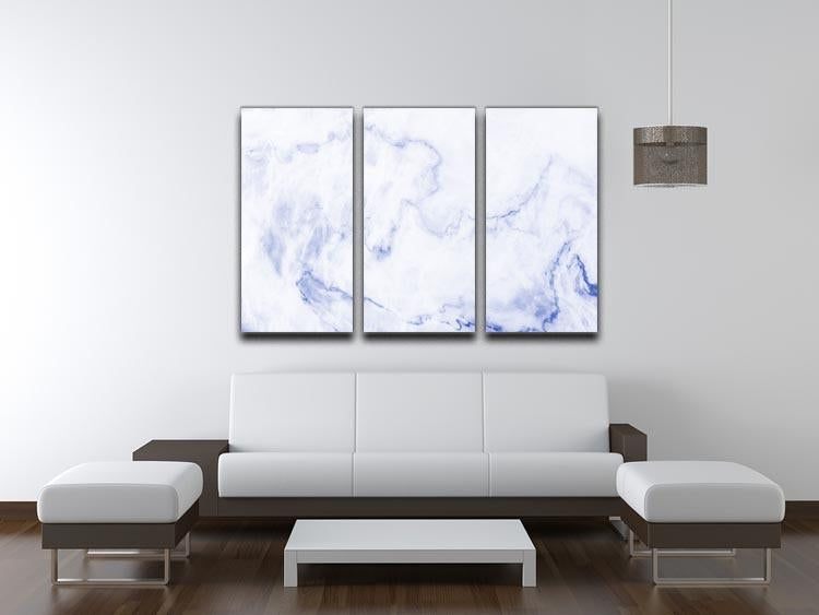 Abstract blue marble patterned 3 Split Panel Canvas Print - Canvas Art Rocks - 3