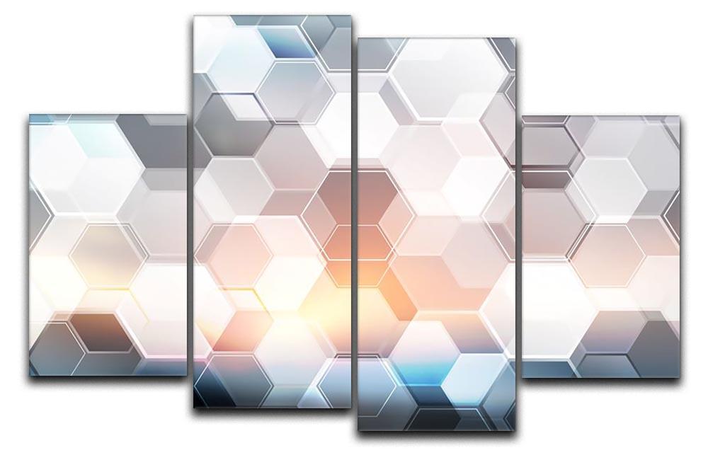 Abstract modern tech hexagon 4 Split Panel Canvas  - Canvas Art Rocks - 1