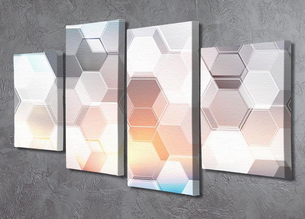 Abstract modern tech hexagon 4 Split Panel Canvas  - Canvas Art Rocks - 2