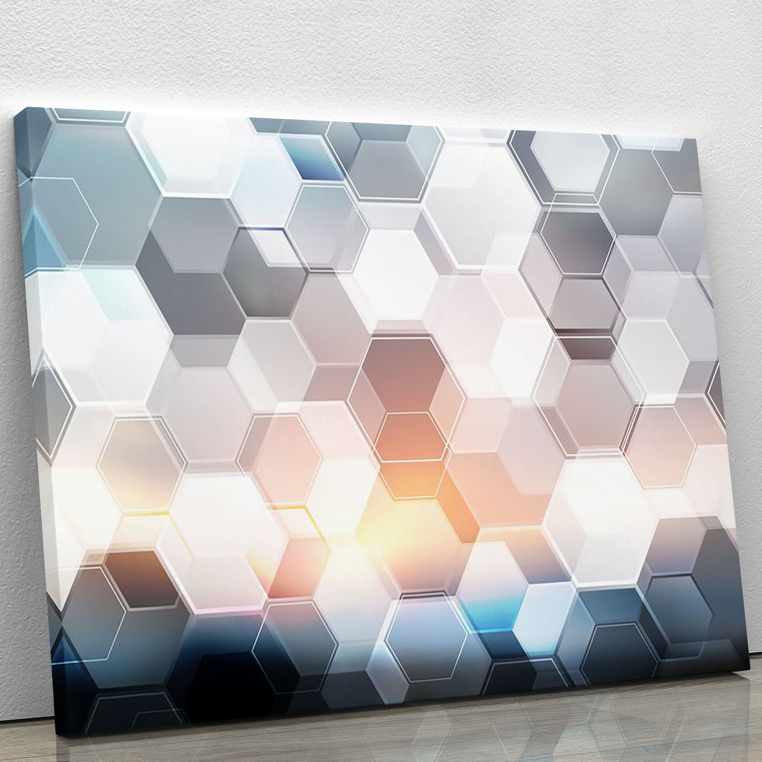 Abstract modern tech hexagon Canvas Print or Poster - Canvas Art Rocks - 1