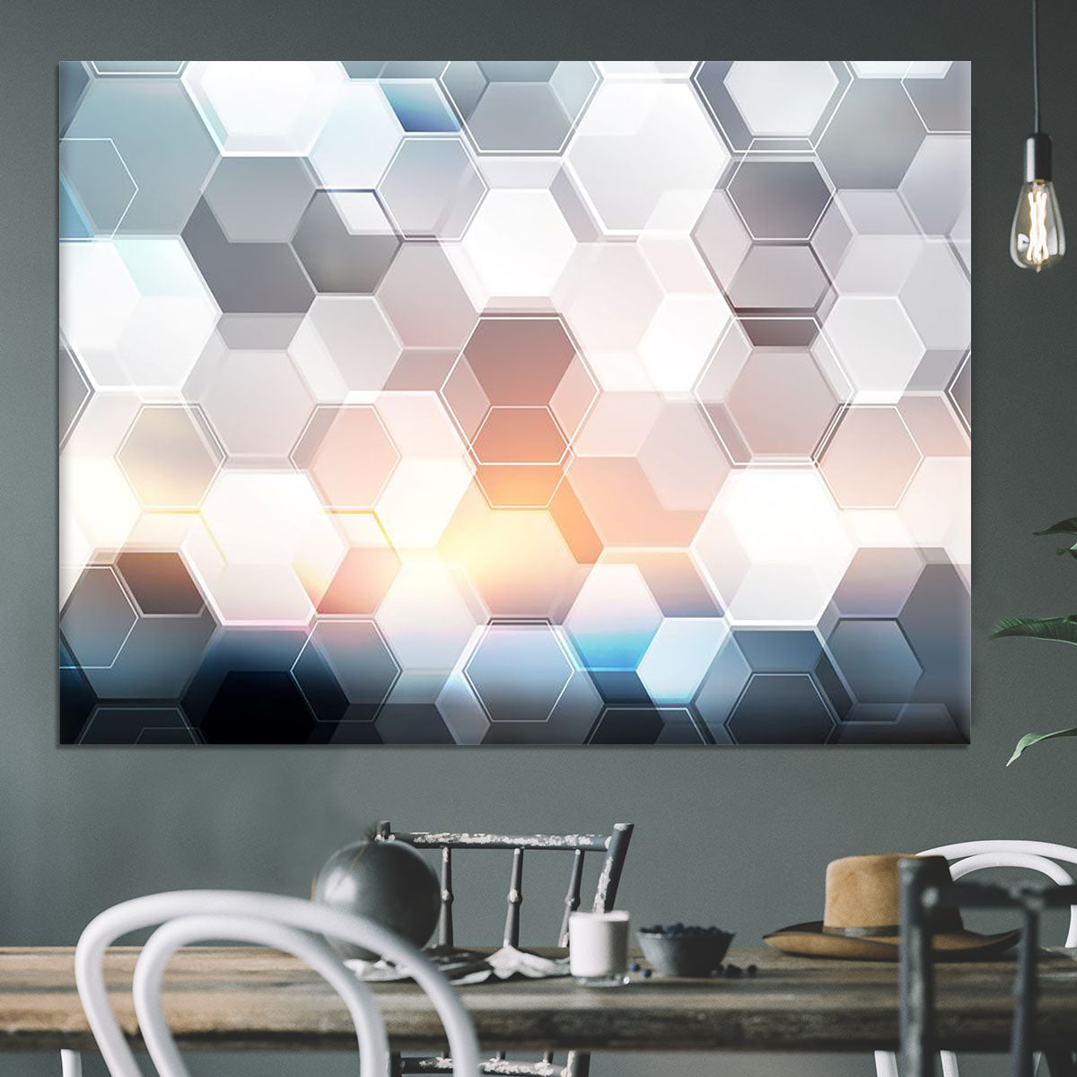 Abstract modern tech hexagon Canvas Print or Poster - Canvas Art Rocks - 3