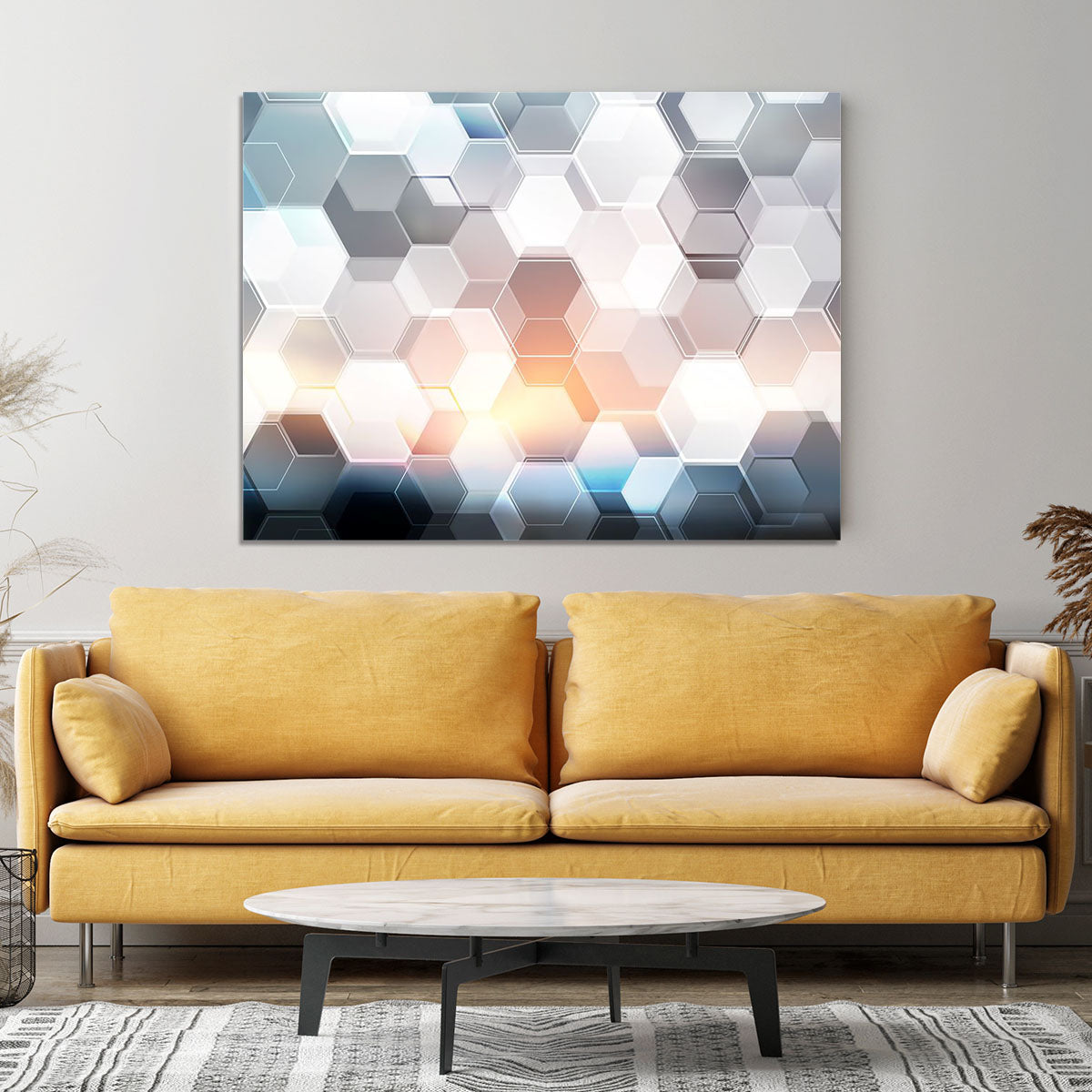 Abstract modern tech hexagon Canvas Print or Poster - Canvas Art Rocks - 4