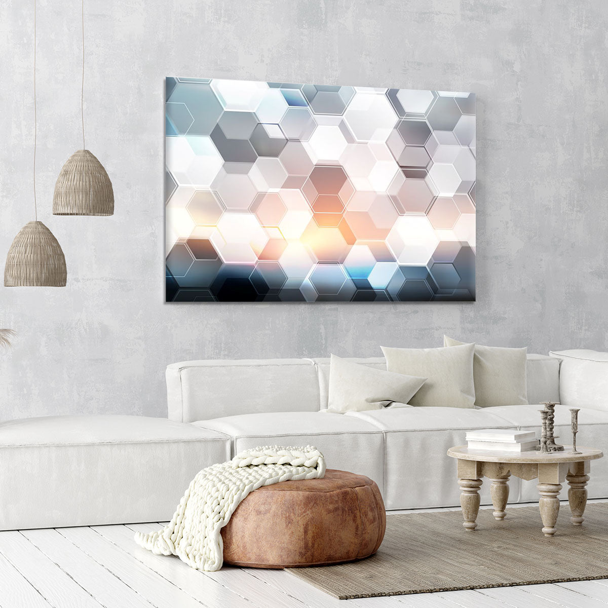 Abstract modern tech hexagon Canvas Print or Poster - Canvas Art Rocks - 6