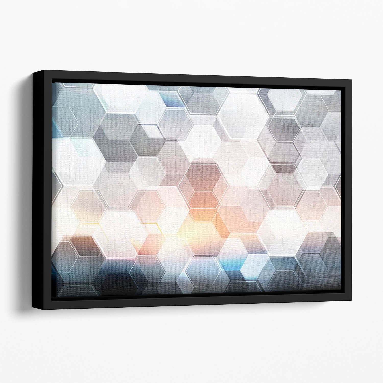Abstract modern tech hexagon Floating Framed Canvas