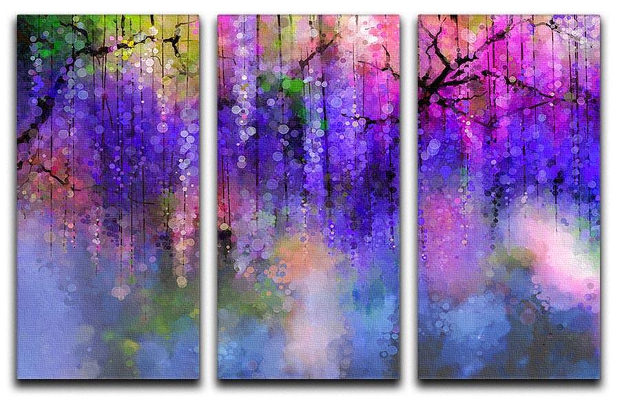 Abstract violet red and yellow color flowers 3 Split Panel Canvas Print - Canvas Art Rocks - 1