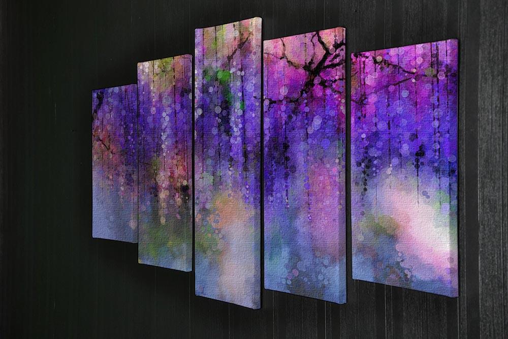 Abstract violet red and yellow color flowers 5 Split Panel Canvas  - Canvas Art Rocks - 2
