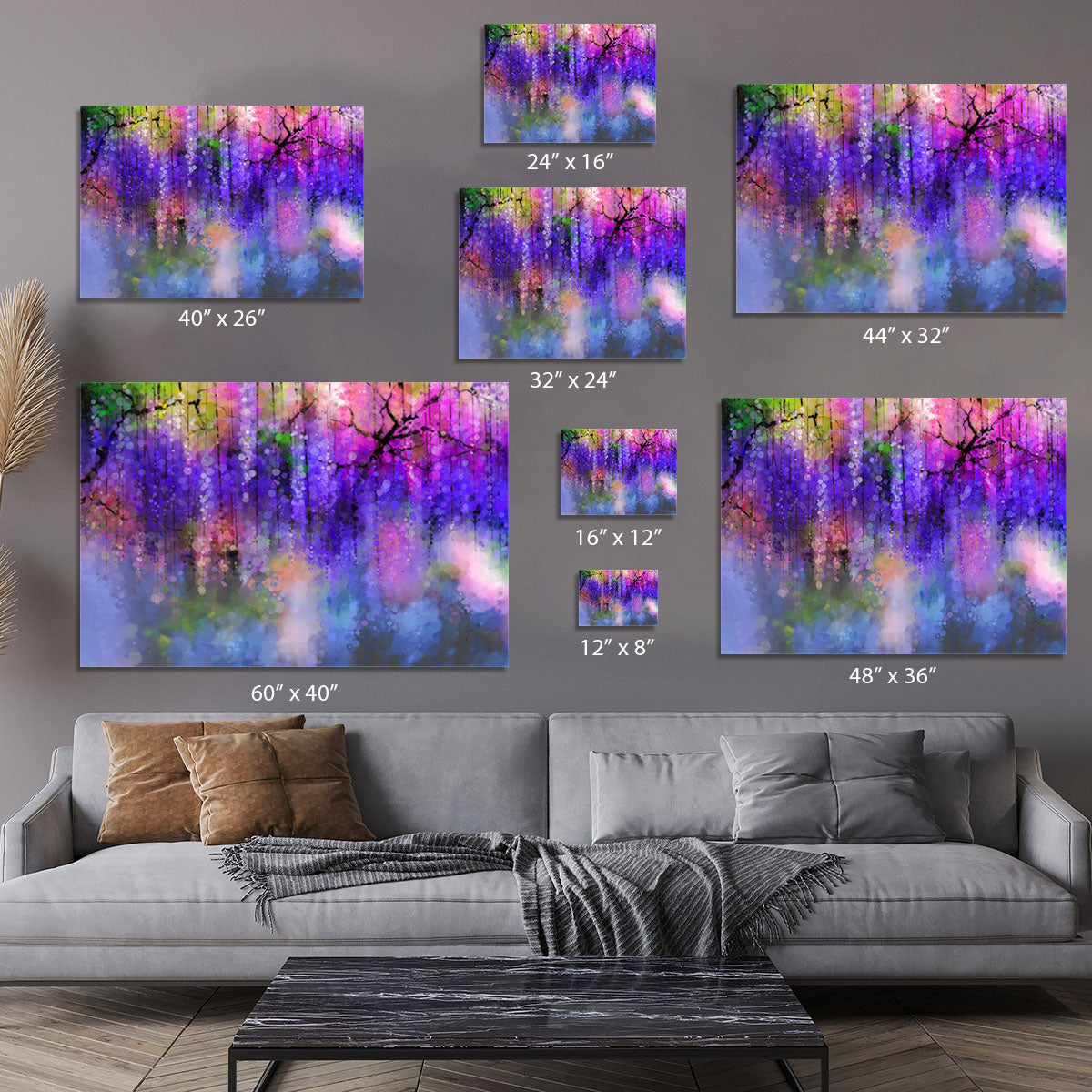Abstract violet red and yellow color flowers Canvas Print or Poster - Canvas Art Rocks - 7