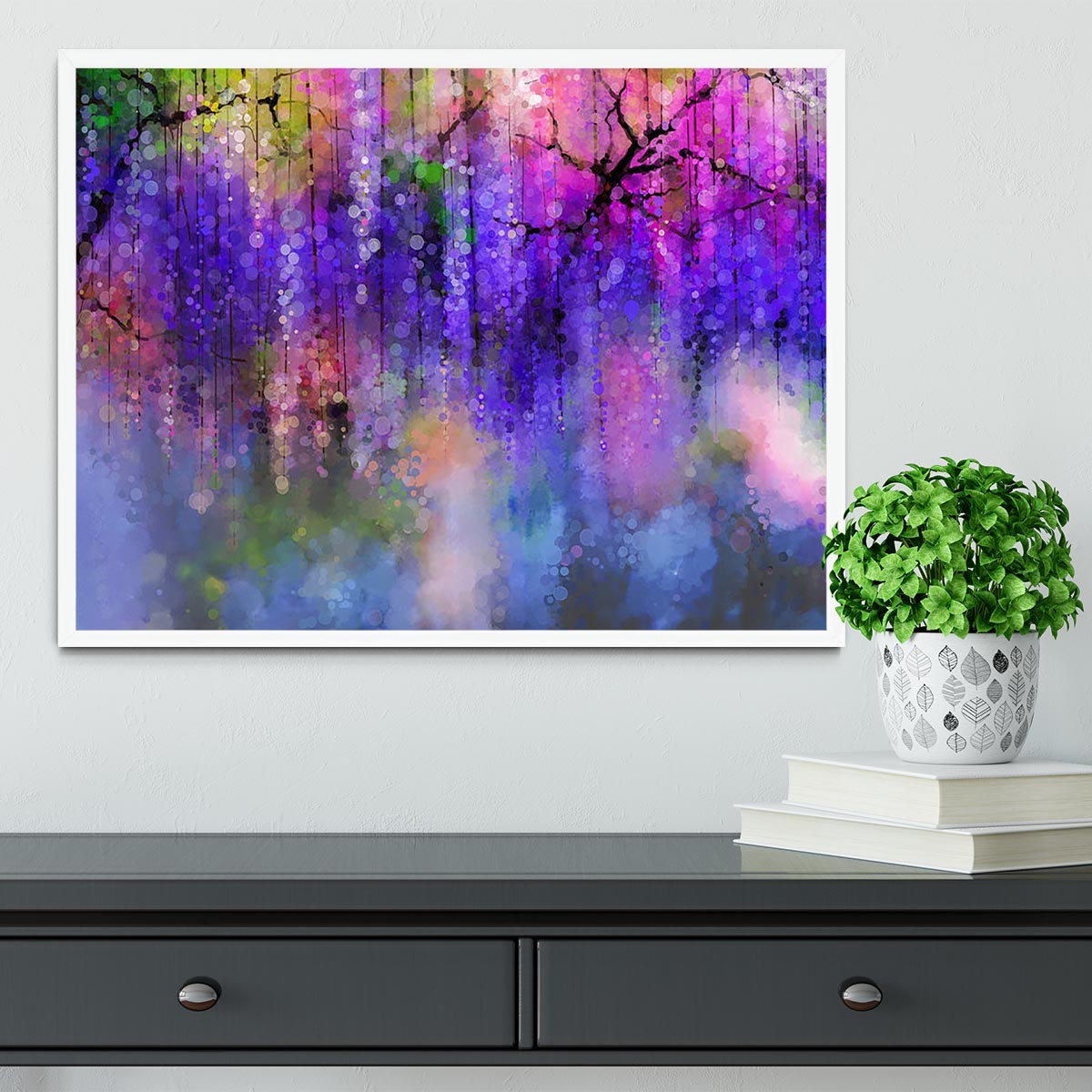 Abstract violet red and yellow color flowers Framed Print - Canvas Art Rocks -6