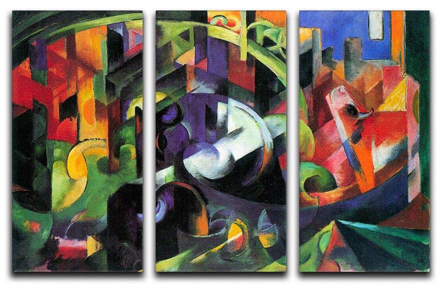Abstract with cattle by Franz Marc 3 Split Panel Canvas Print - Canvas Art Rocks - 1