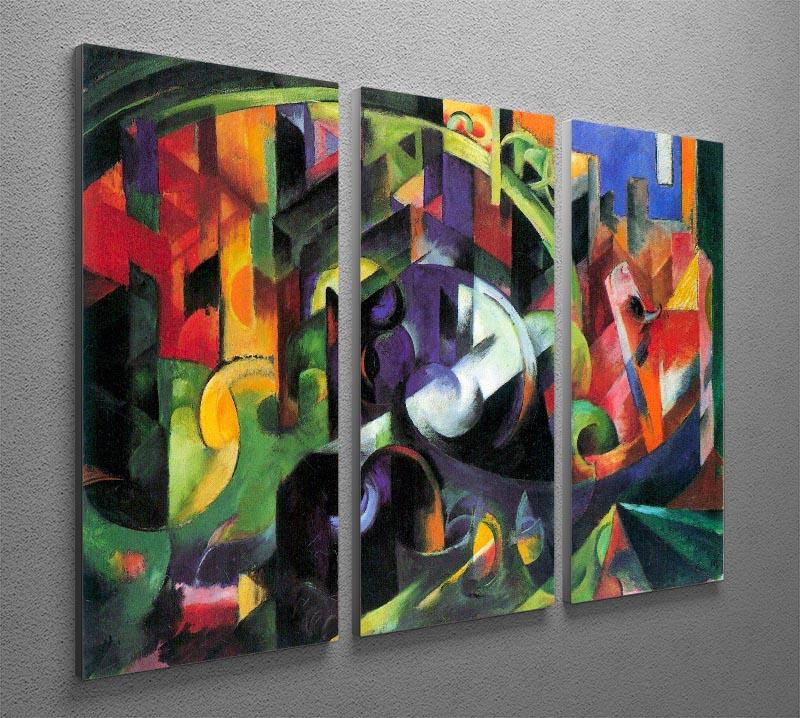 Abstract with cattle by Franz Marc 3 Split Panel Canvas Print - Canvas Art Rocks - 2