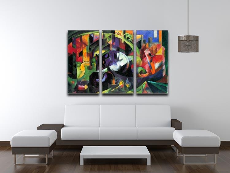 Abstract with cattle by Franz Marc 3 Split Panel Canvas Print - Canvas Art Rocks - 3