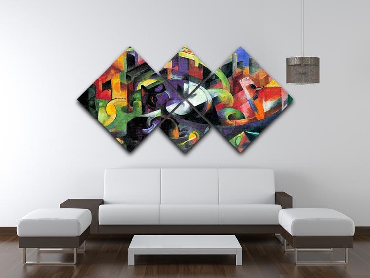 Abstract with cattle by Franz Marc 4 Square Multi Panel Canvas - Canvas Art Rocks - 3