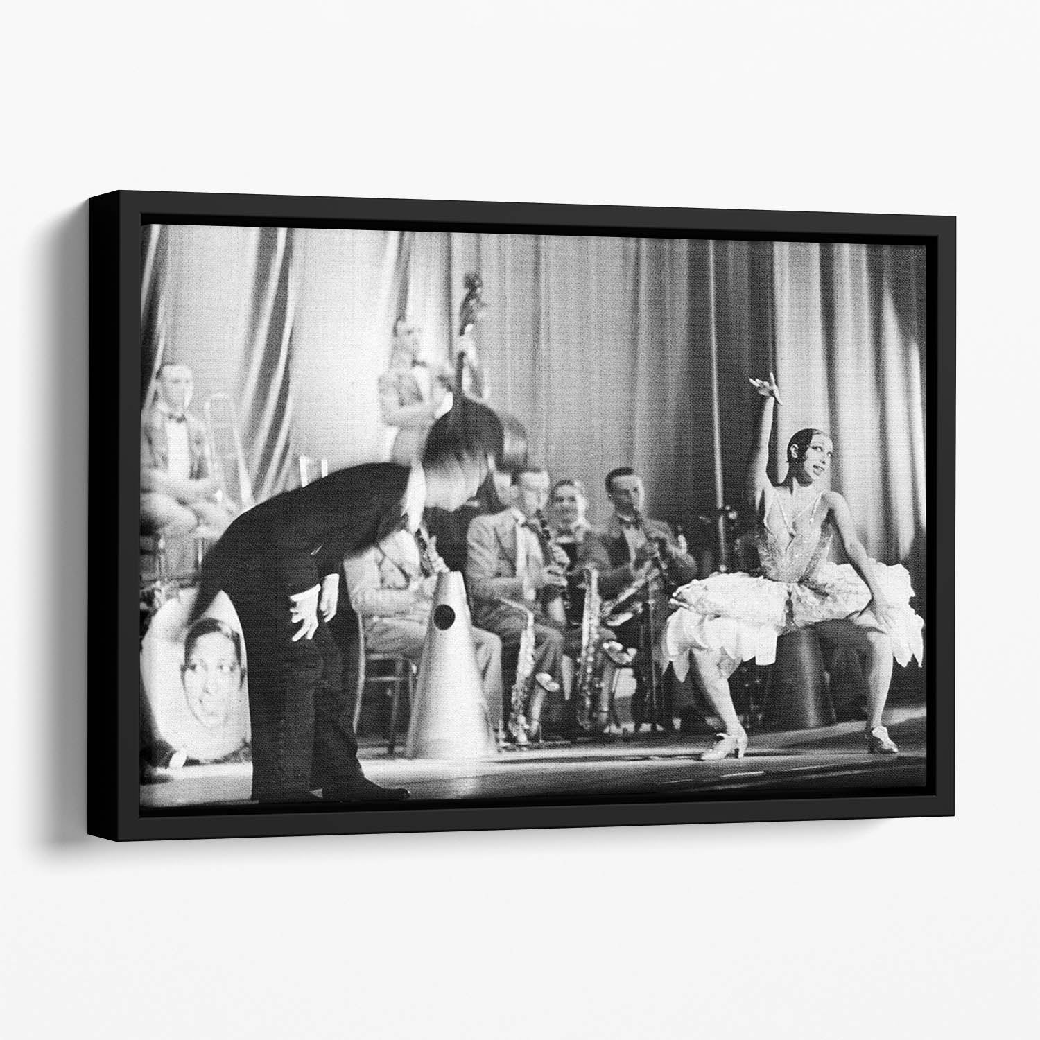 Actress Josephine Baker at the Prince Edward theatre Floating Framed Canvas