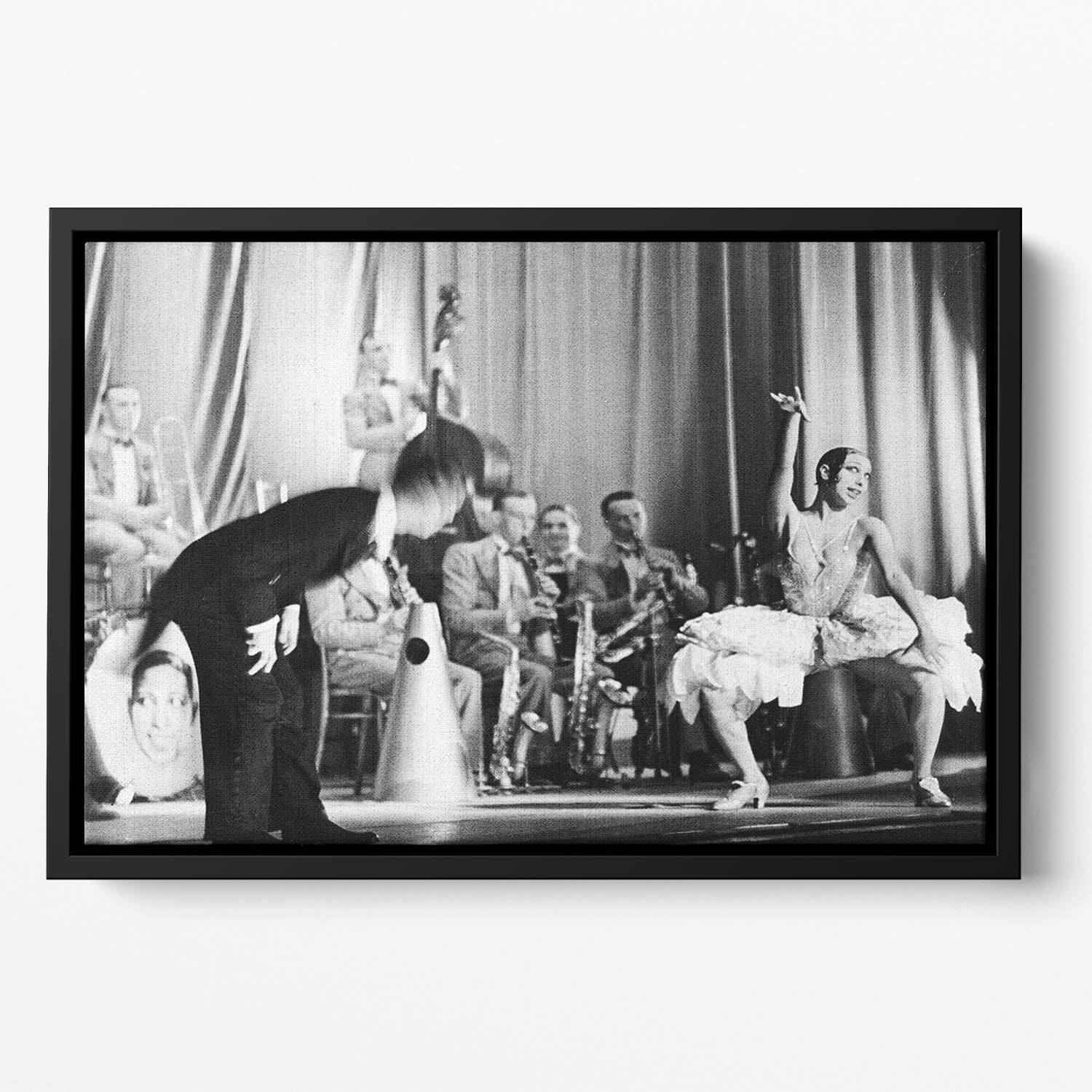 Actress Josephine Baker at the Prince Edward theatre Floating Framed Canvas