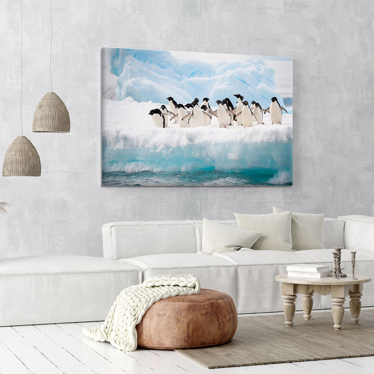 Adelie penguins colony on the iceberg Canvas Print or Poster - Canvas Art Rocks - 6