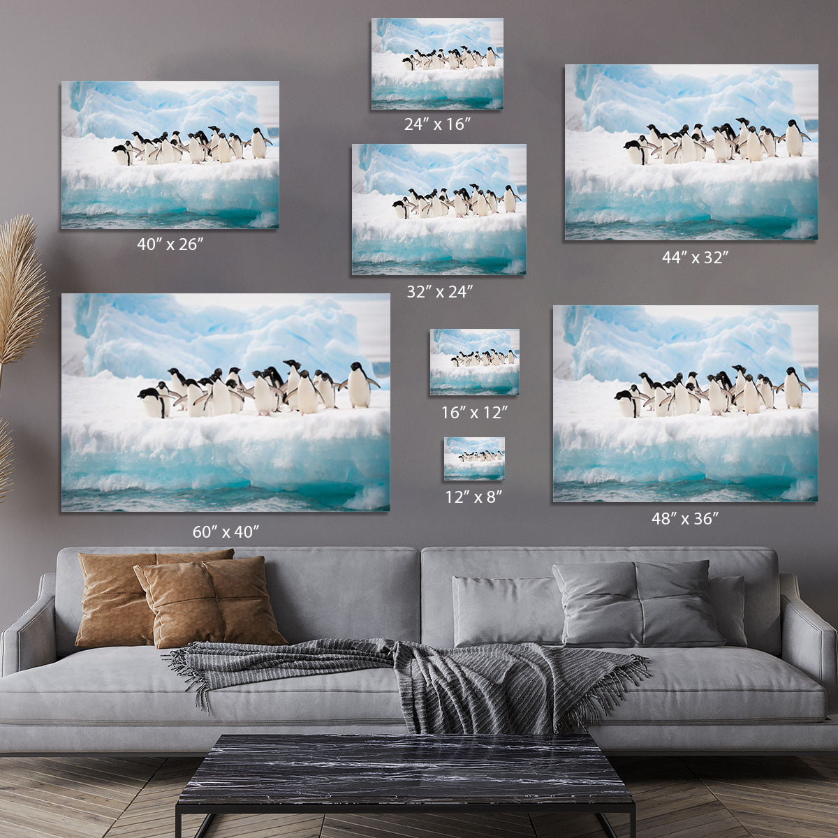 Adelie penguins colony on the iceberg Canvas Print or Poster - Canvas Art Rocks - 7
