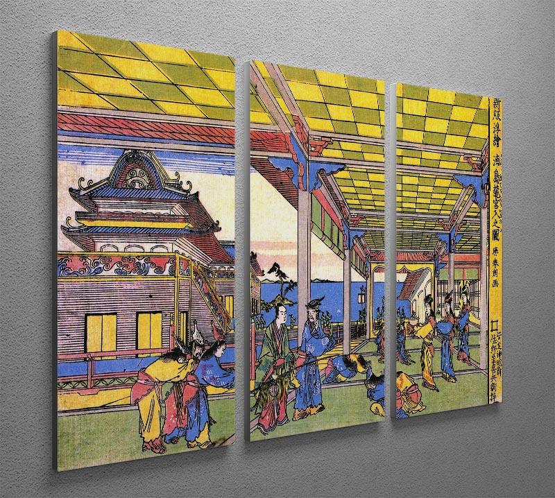 Advent of Urashima at the Dragon palace by Hokusai 3 Split Panel Canvas Print - Canvas Art Rocks - 2