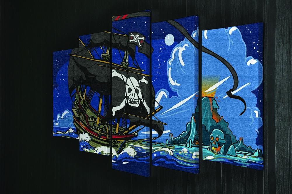 Adventure Time Pirate Ship Sailing 5 Split Panel Canvas - Canvas Art Rocks - 2