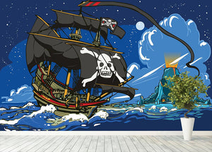 Adventure Time Pirate Ship Sailing Wall Mural Wallpaper - Canvas Art Rocks - 4