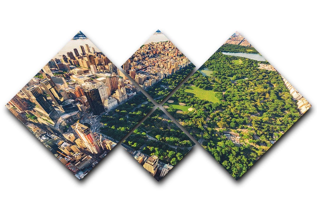 Aerial view looking north up Central Park 4 Square Multi Panel Canvas  - Canvas Art Rocks - 1