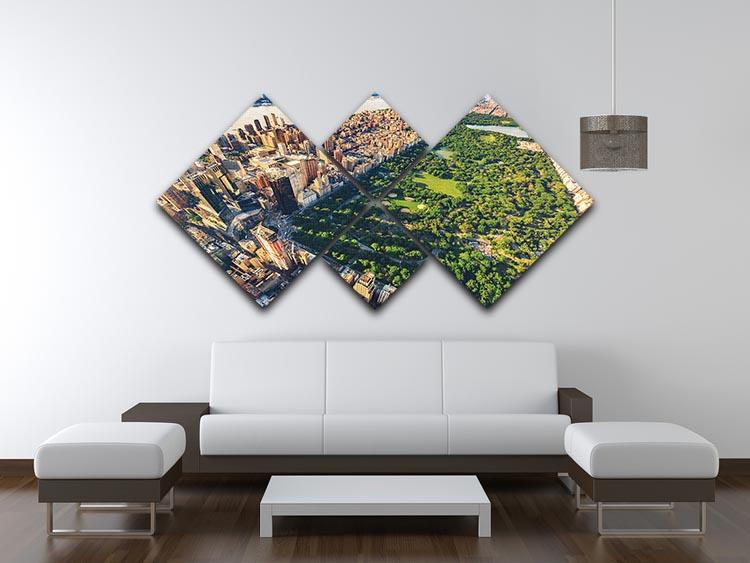 Aerial view looking north up Central Park 4 Square Multi Panel Canvas  - Canvas Art Rocks - 3