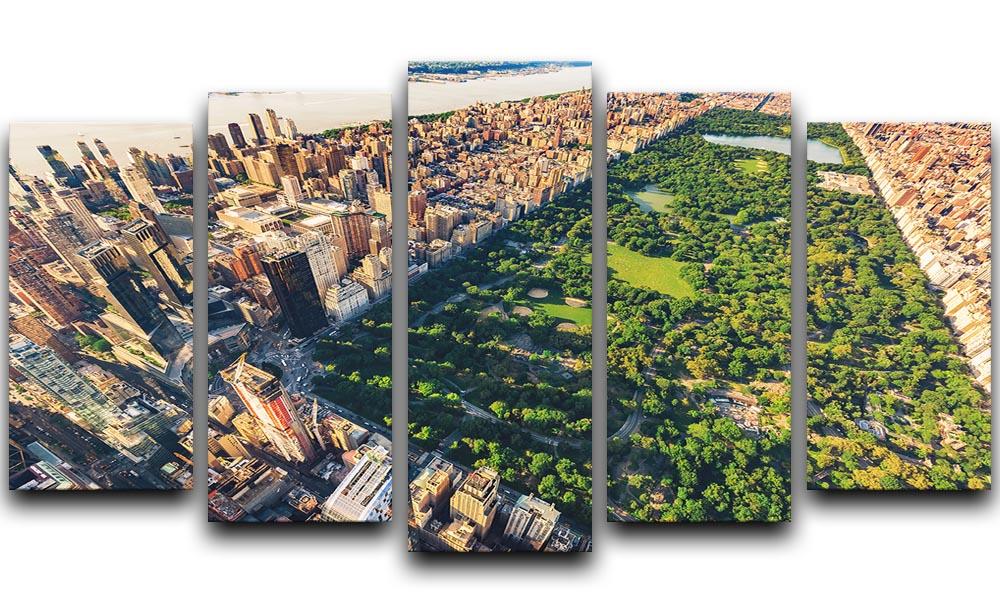 Aerial view looking north up Central Park 5 Split Panel Canvas  - Canvas Art Rocks - 1