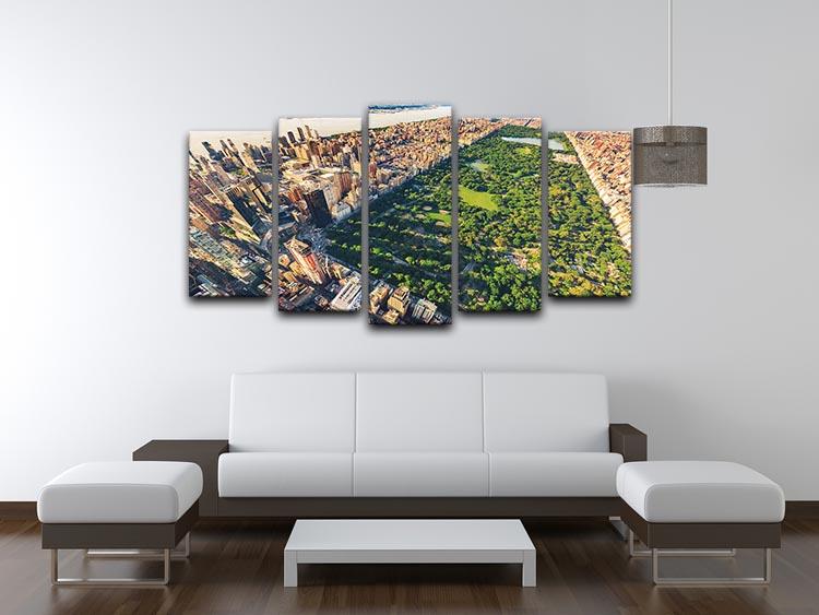 Aerial view looking north up Central Park 5 Split Panel Canvas  - Canvas Art Rocks - 3