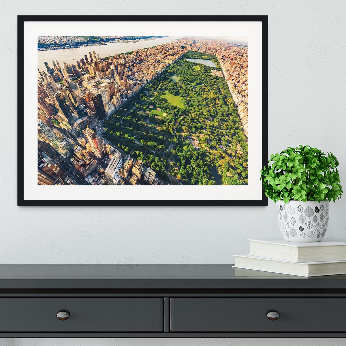 Aerial view looking north up Central Park Framed Print - Canvas Art Rocks - 1