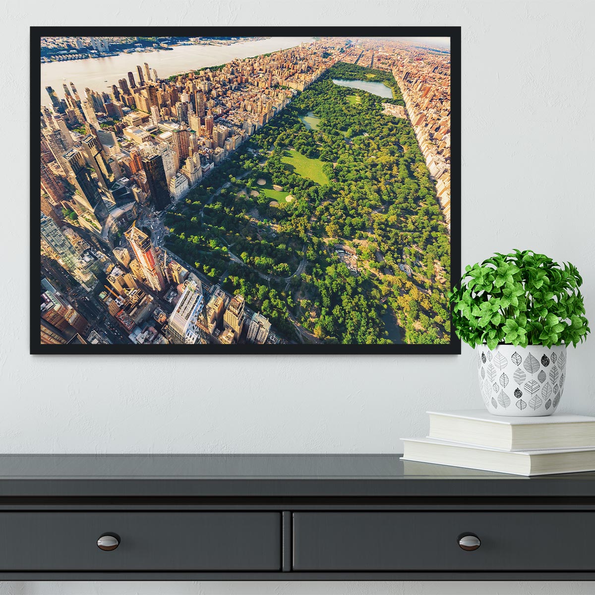 Aerial view looking north up Central Park Framed Print - Canvas Art Rocks - 2