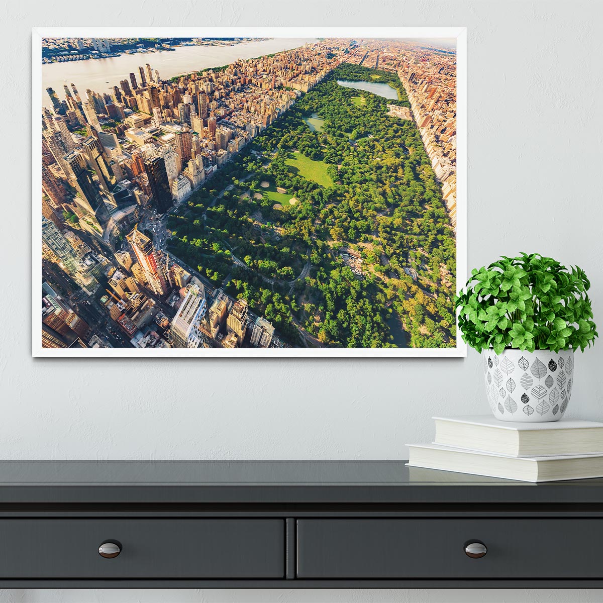 Aerial view looking north up Central Park Framed Print - Canvas Art Rocks -6