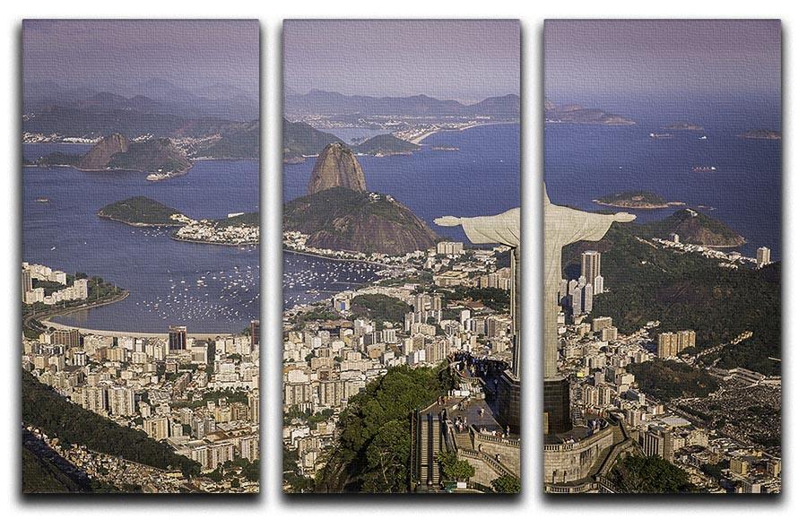Aerial view of Christ and Botafogo Bay 3 Split Panel Canvas Print - Canvas Art Rocks - 1