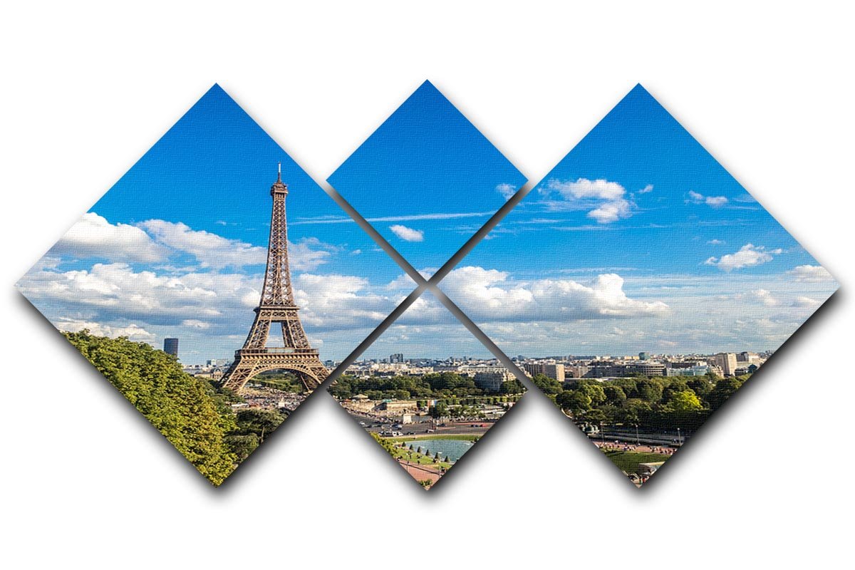 Aerial view of the Eiffel Tower 4 Square Multi Panel Canvas  - Canvas Art Rocks - 1