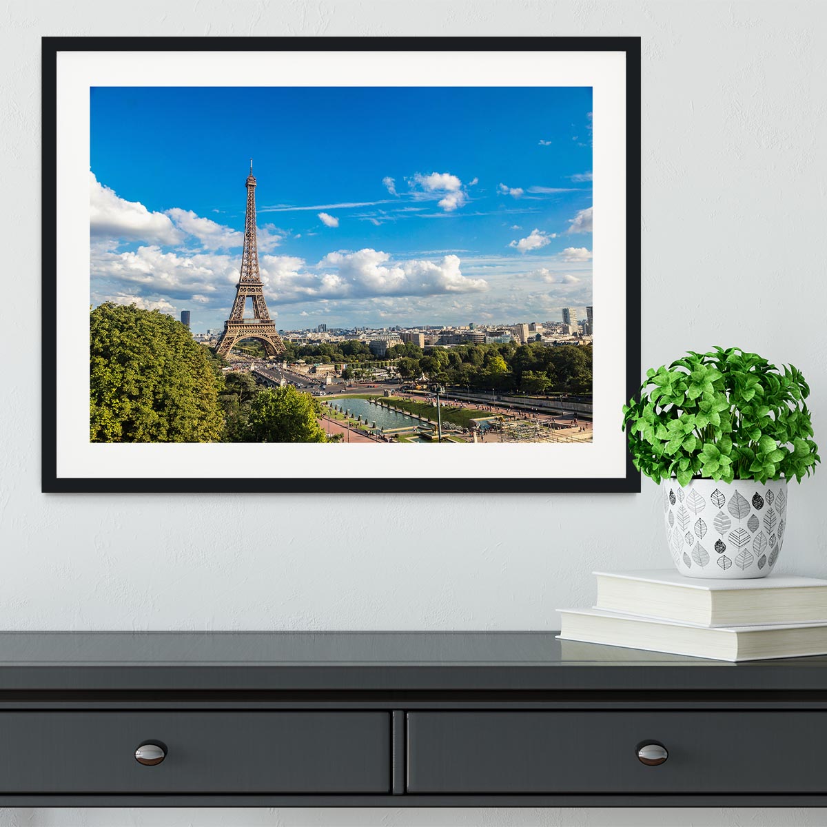 Aerial view of the Eiffel Tower Framed Print - Canvas Art Rocks - 1