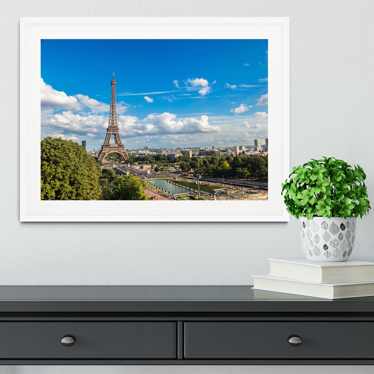 Aerial view of the Eiffel Tower Framed Print - Canvas Art Rocks - 5