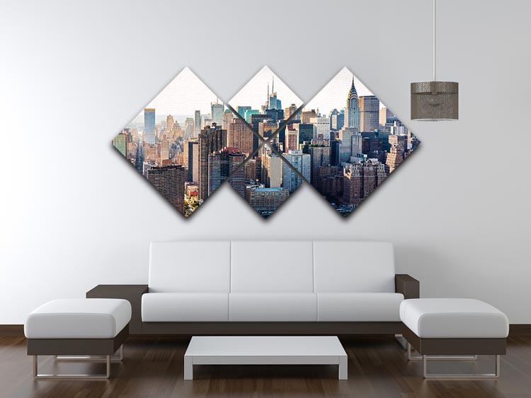 Aerial view of the New York City 4 Square Multi Panel Canvas  - Canvas Art Rocks - 3