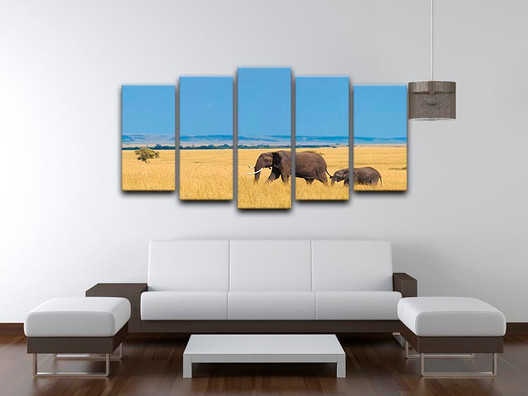 African elephant with calf 5 Split Panel Canvas - Canvas Art Rocks - 3