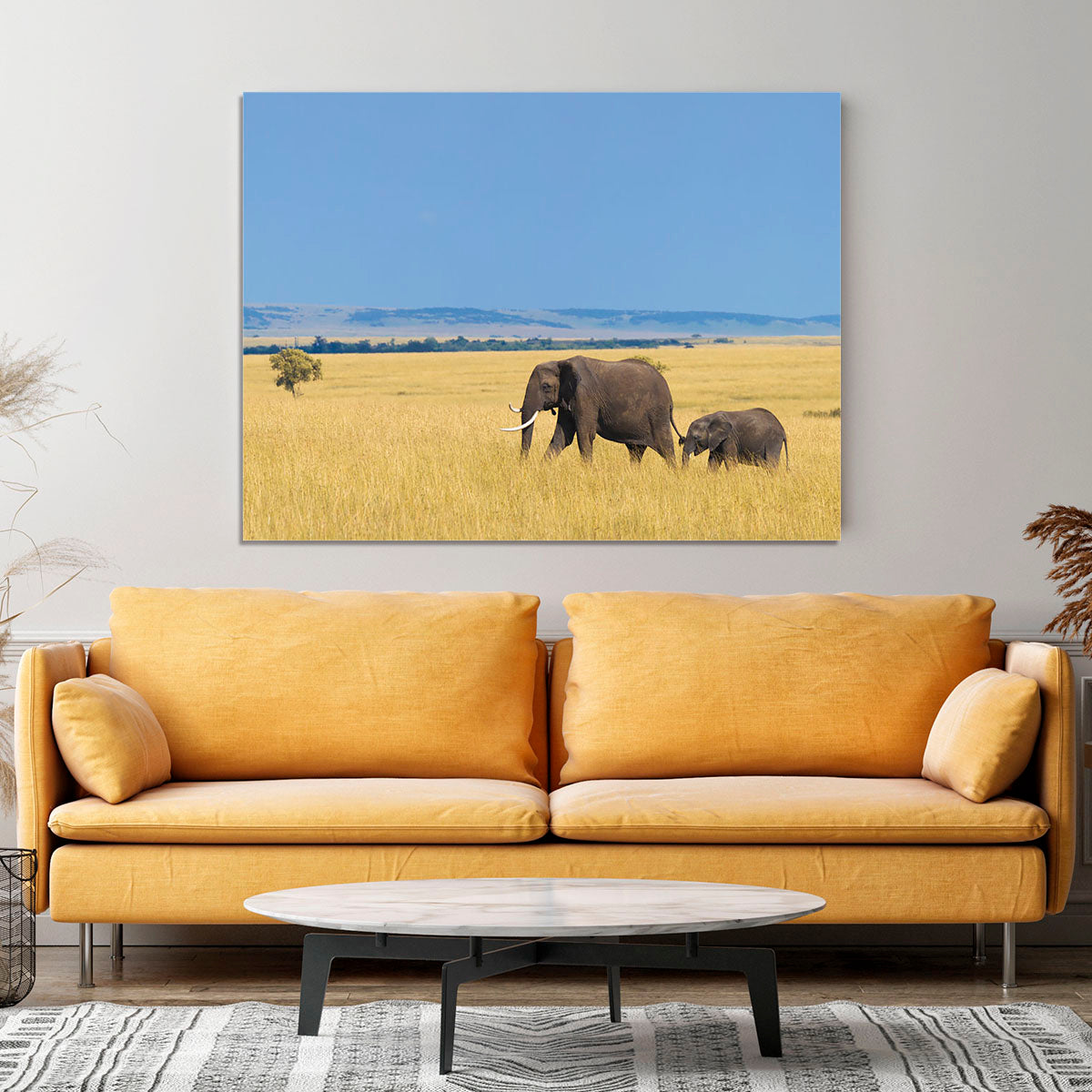 African elephant with calf Canvas Print or Poster - Canvas Art Rocks - 4