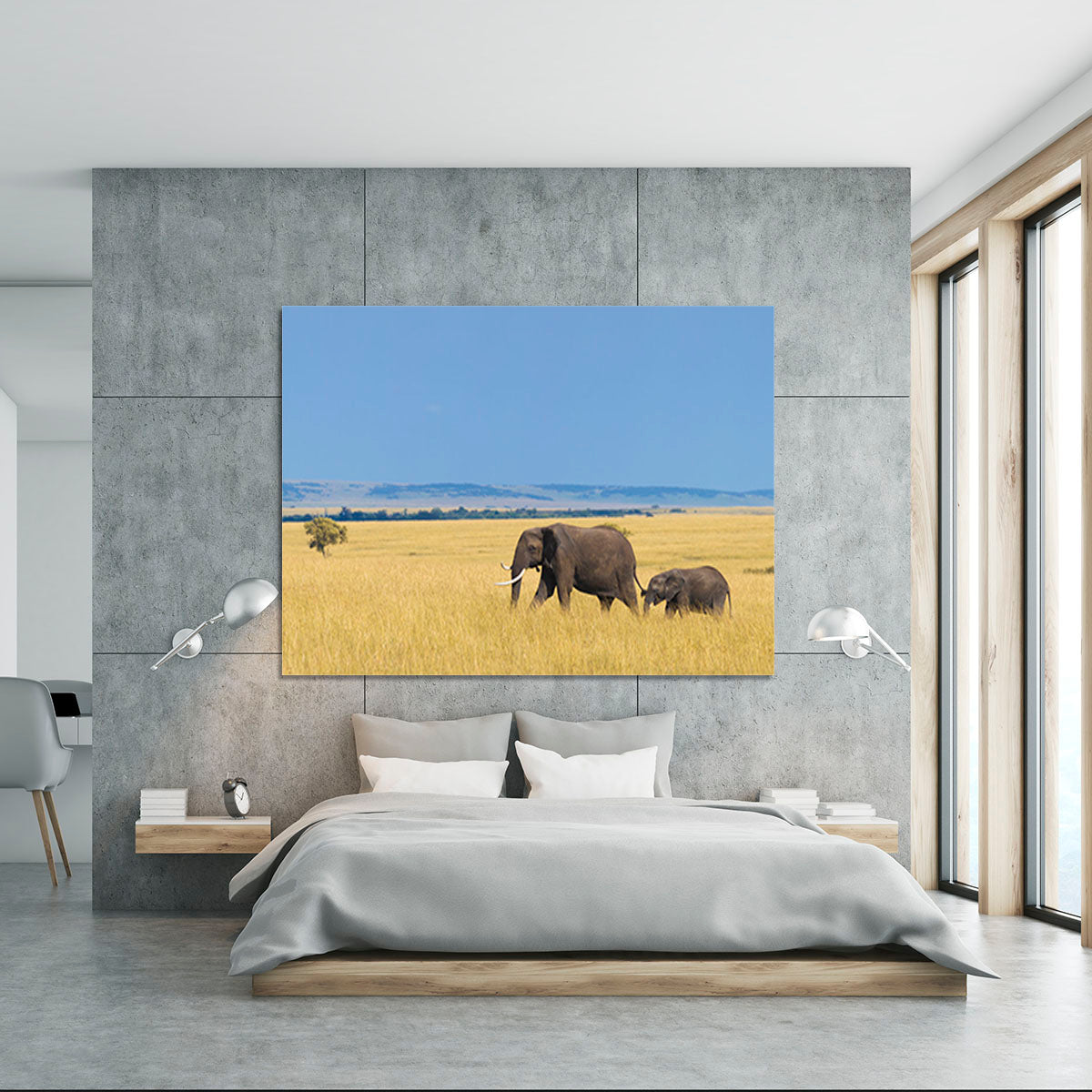 African elephant with calf Canvas Print or Poster - Canvas Art Rocks - 5
