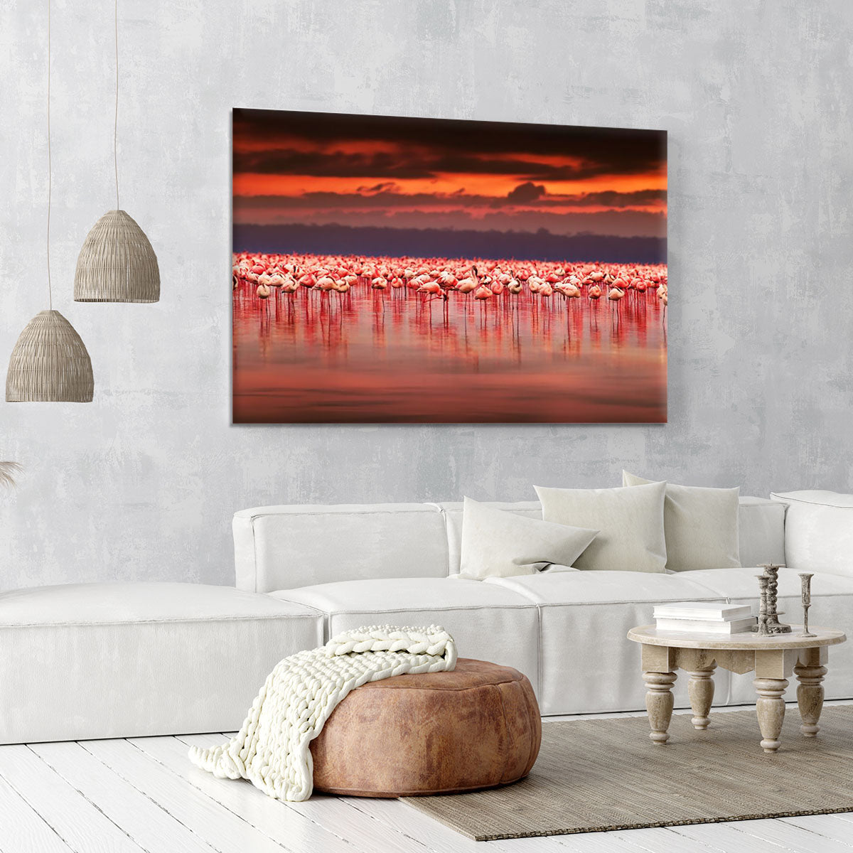 African flamingos in the lake Canvas Print or Poster - Canvas Art Rocks - 6