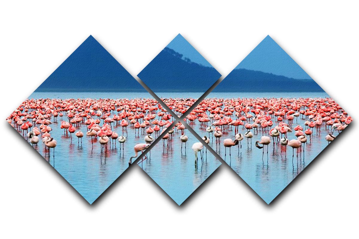 African safari flamingos in the lake 4 Square Multi Panel Canvas - Canvas Art Rocks - 1