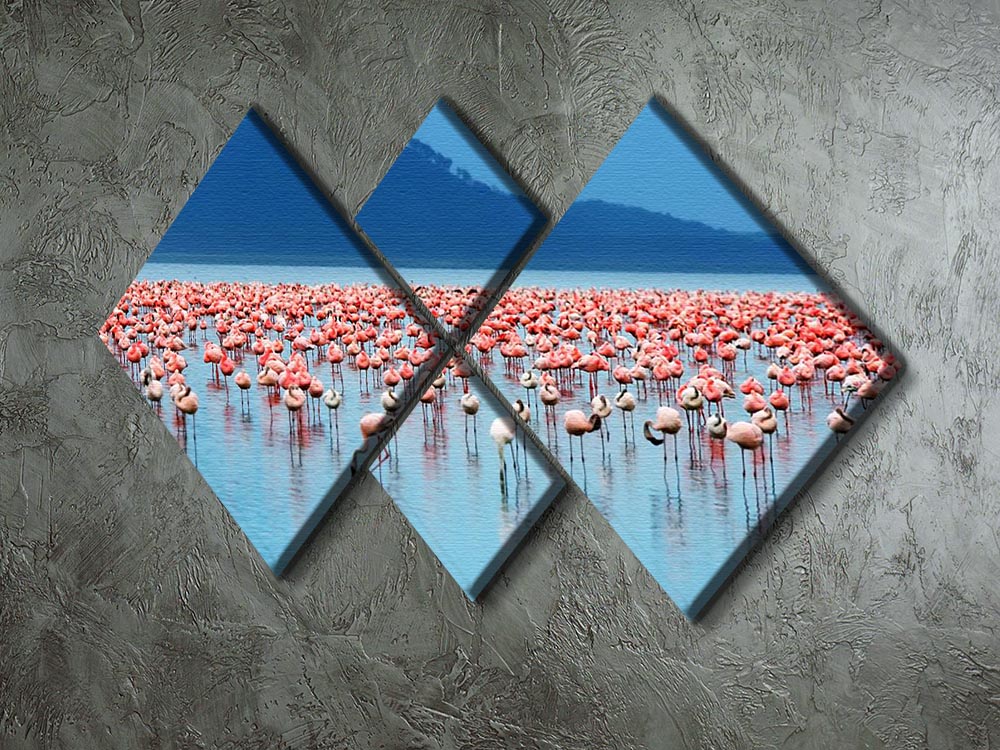 African safari flamingos in the lake 4 Square Multi Panel Canvas - Canvas Art Rocks - 2