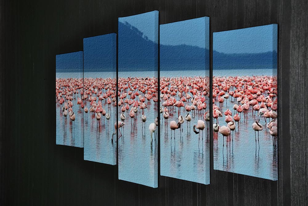 African safari flamingos in the lake 5 Split Panel Canvas - Canvas Art Rocks - 2